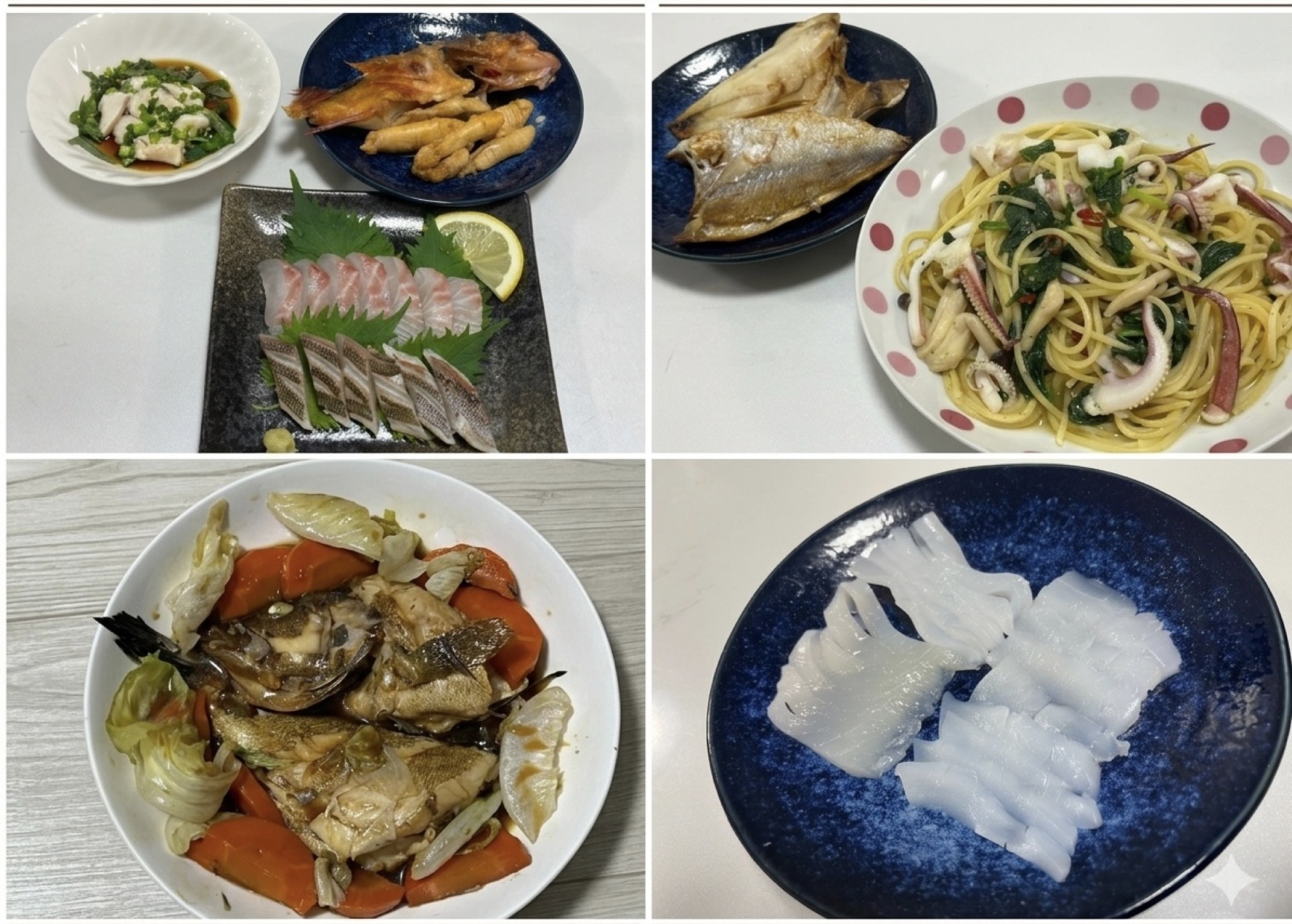 釣果で作った料理コラージュ