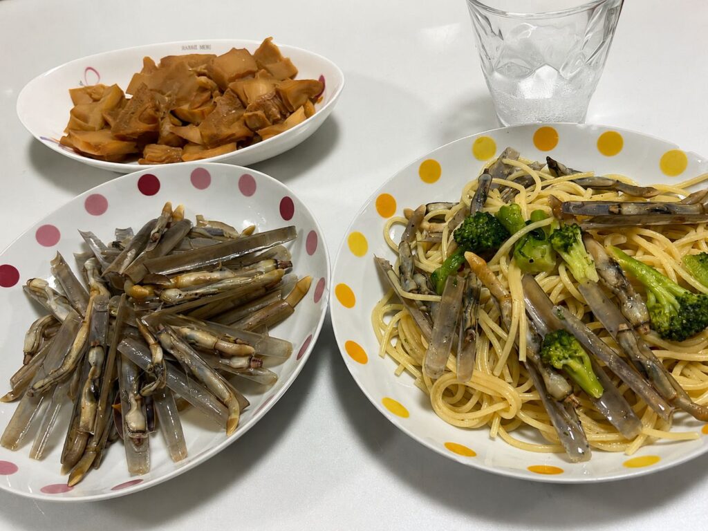 マテ貝料理3品