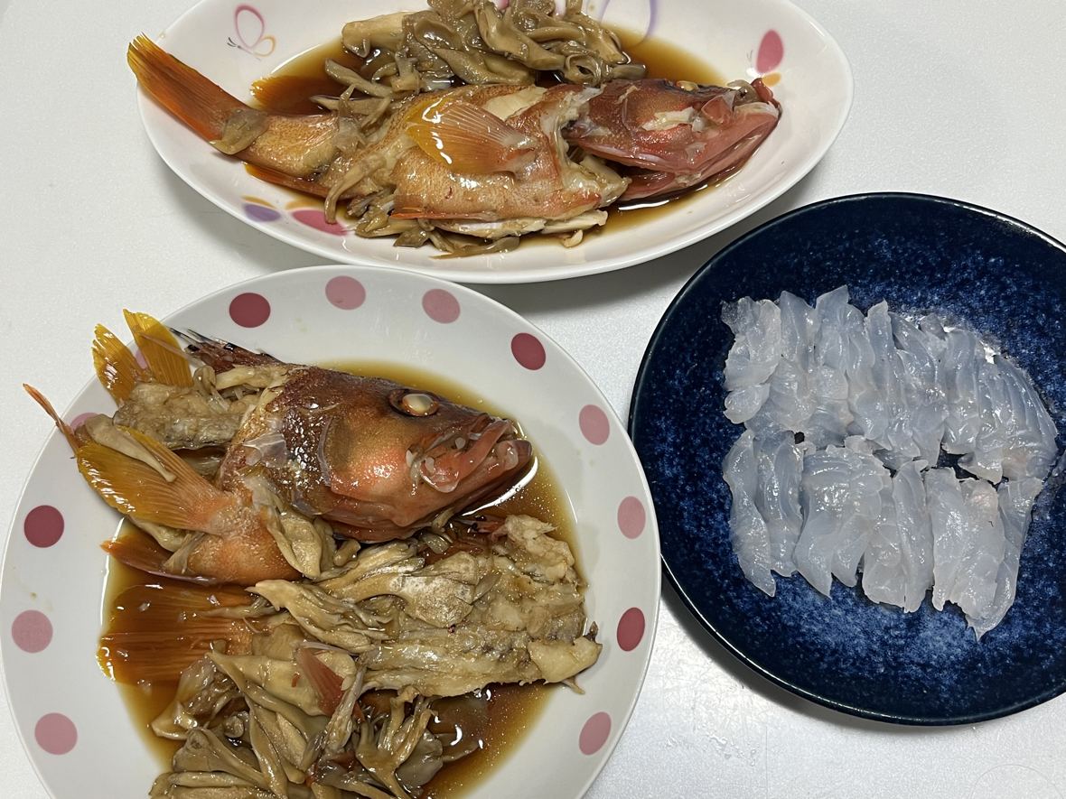 アカハタの煮付けと刺身